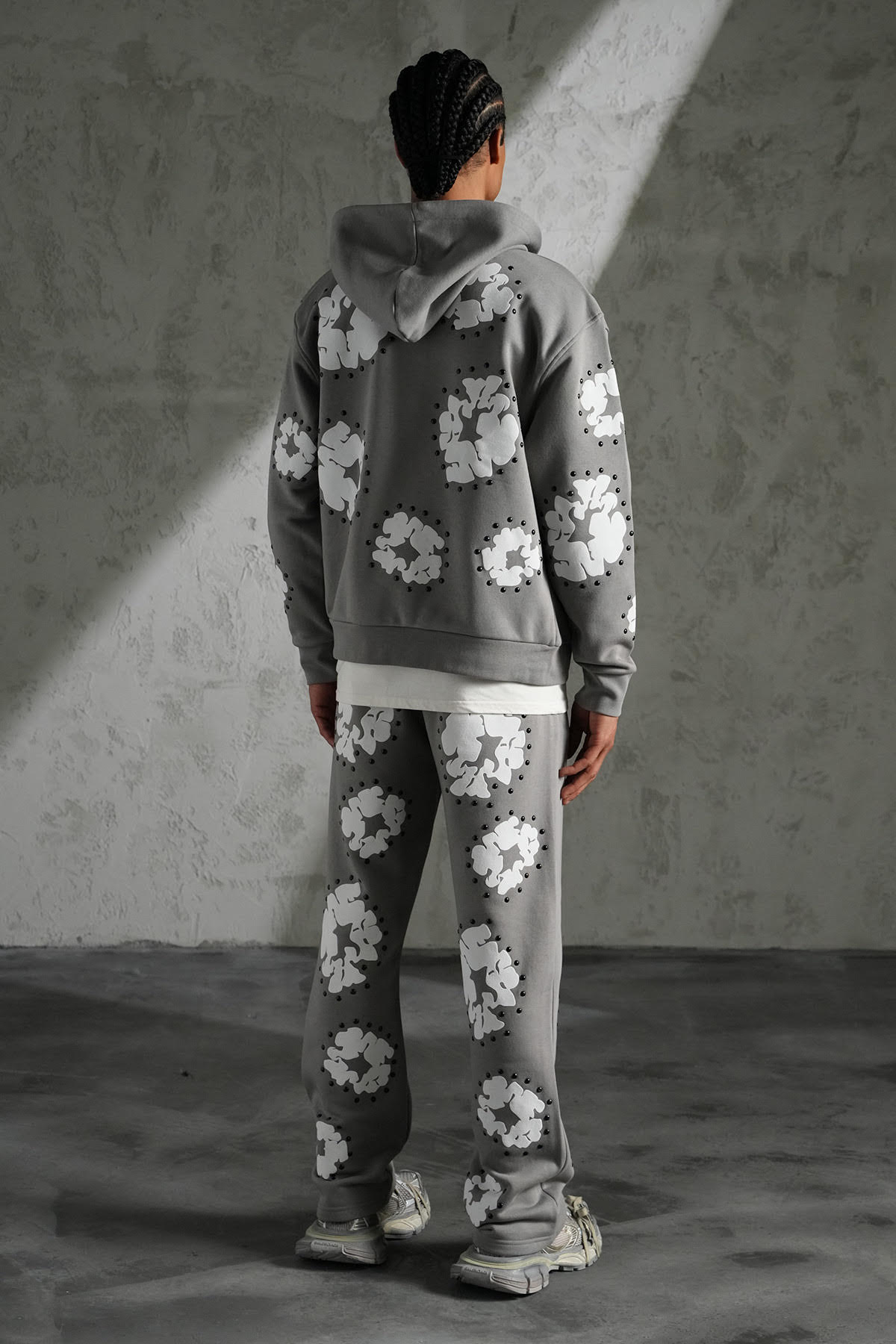 Ensemble Veste/Pantalon Flower Gris/Noir