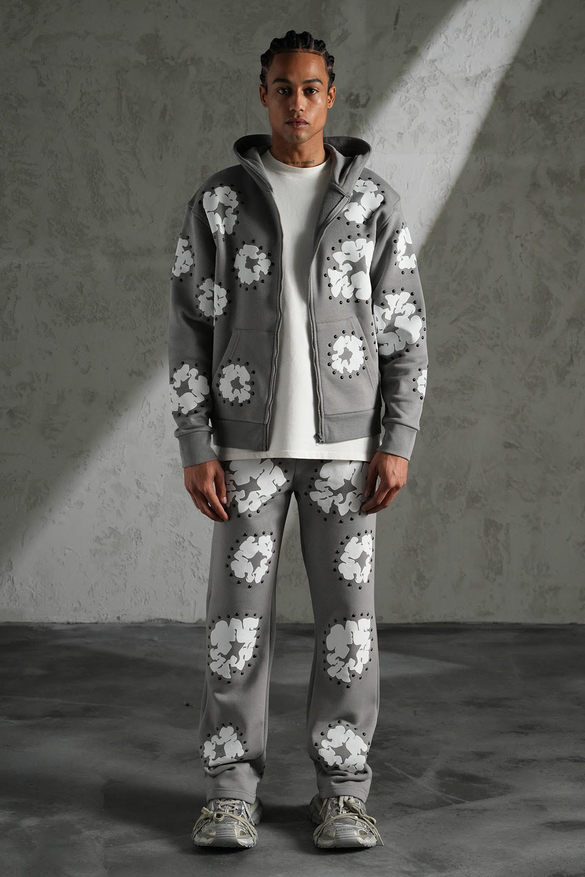 Ensemble Veste/Pantalon Flower Gris/Noir