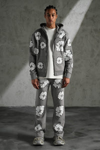 Ensemble Veste/Pantalon Flower Gris/Noir