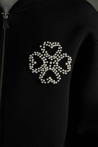 Ensemble Veste/Pantalon Néoprène Perle Noir