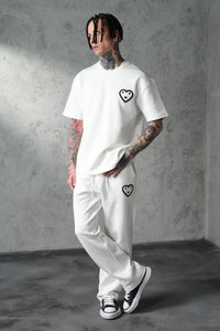 Ensemble T-shirt/Pantalon Coeur Marron/Beige/Blanc