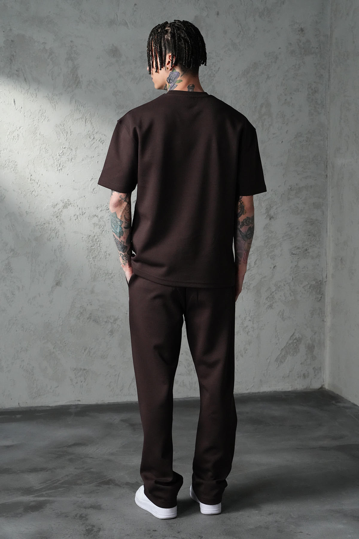 Ensemble T-shirt/Pantalon Coeur Marron/Beige/Blanc