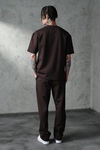 Ensemble T-shirt/Pantalon Coeur Marron/Beige/Blanc