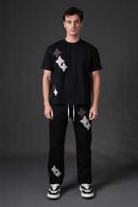 Ensemble T-shirt/Pantalon Croix Noir/Beige