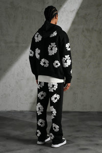 Ensemble Veste/Pantalon Flower Gris/Noir