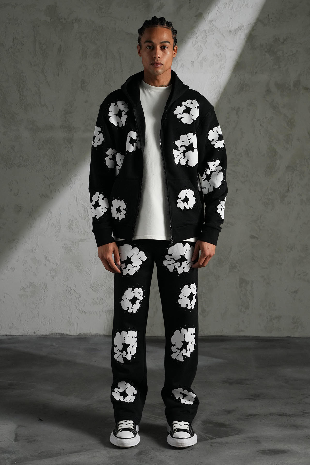 Ensemble Veste/Pantalon Flower Gris/Noir