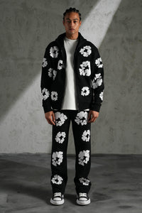 Ensemble Veste/Pantalon Flower Gris/Noir