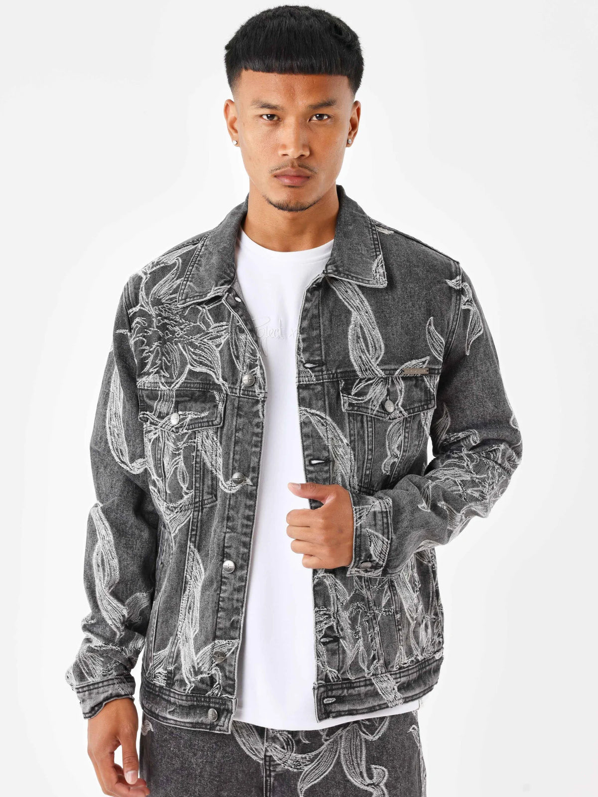 Veste en Jean à Motif Noir