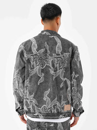 Veste en Jean à Motif Noir