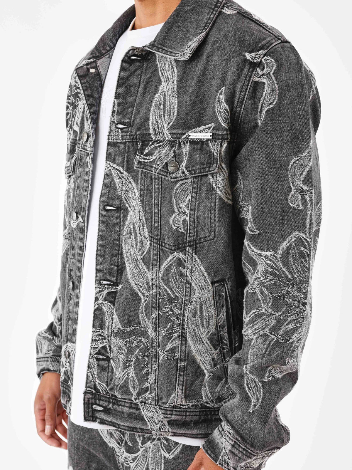 Veste en Jean à Motif Noir